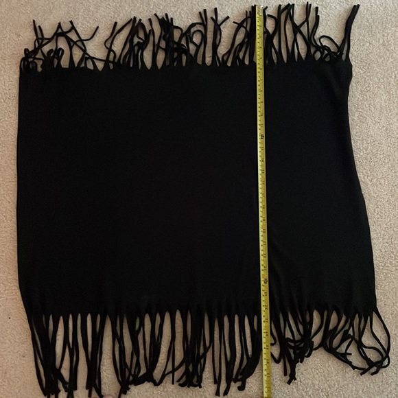 Black Fringe Infinity Scarf - Soft T-Shirt Material - Picture 5 of 6